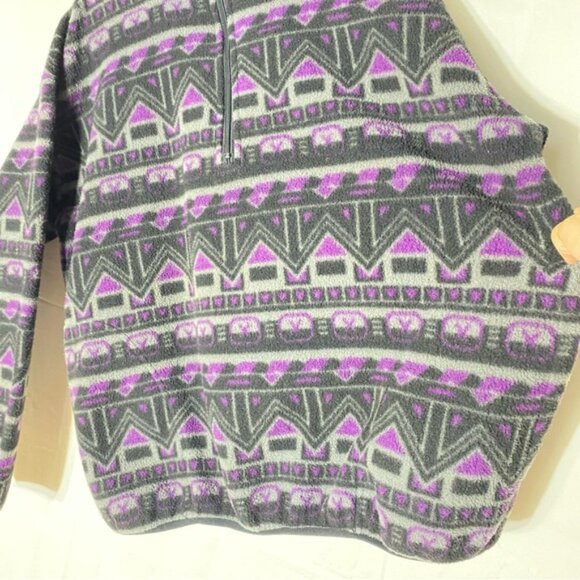 Vintage Rough Dress Purple Grey Geometric Print Half Zip Pullover Fleece XL - Picture 7 of 14